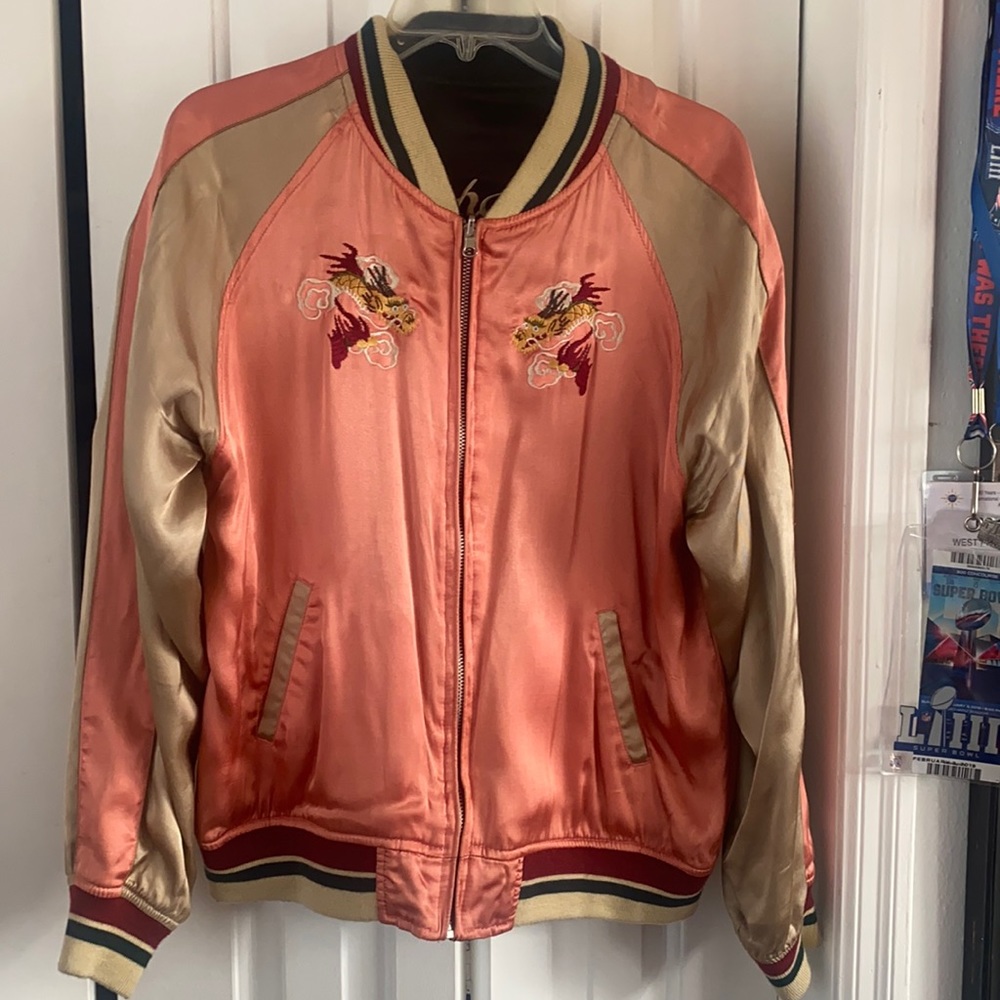 Vintage Silk Embroidered Bomber - reversible L